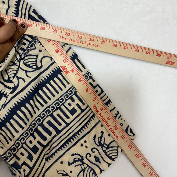 Vintage J Peterman Co XL Handmade Batik Shirt Aztec Reverse Print Summer Resort - Picture 9 of 9